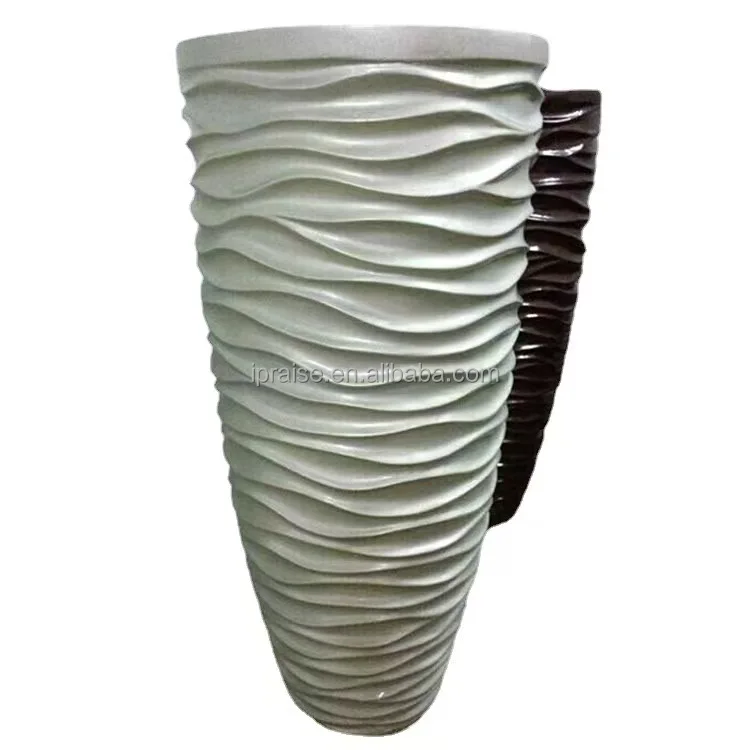 Garden tall white fiber cement planters / fiberglass resin planters / flower pot for living room