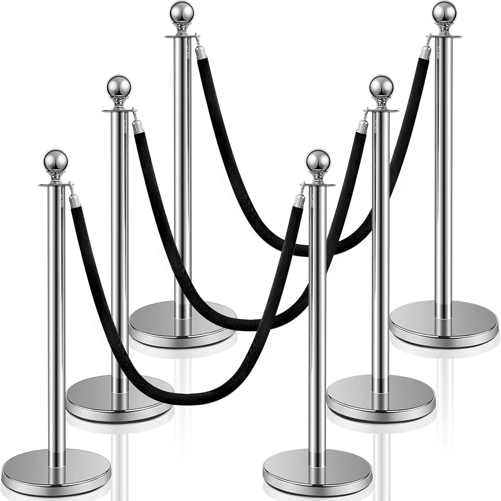 1.5M wedding Queue Stanchions post Retractable Belts Barrier Stainless Steel Crowd Control Stand Line Dividers Flexibarrier