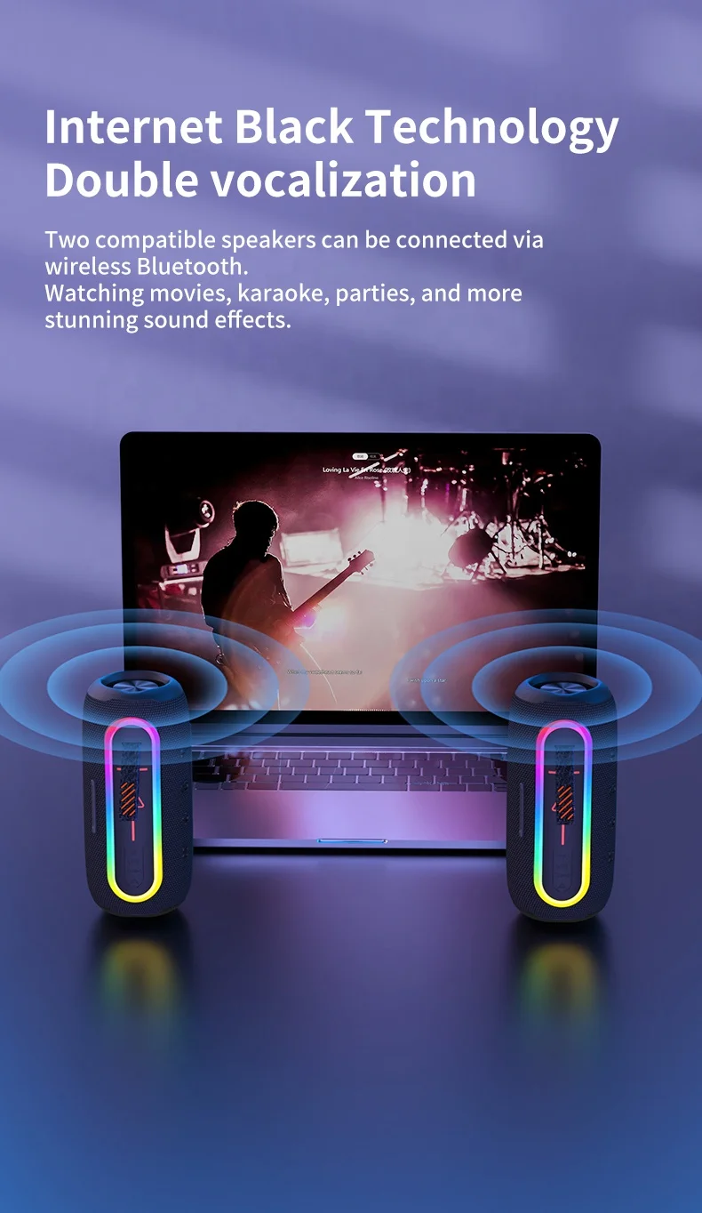 Wholesale New For JBL Led Parlantes Speaker Box Hifi Subwoofer Outdoor Waterproof Wireless Altavoz Bluetooth Speakers Portable