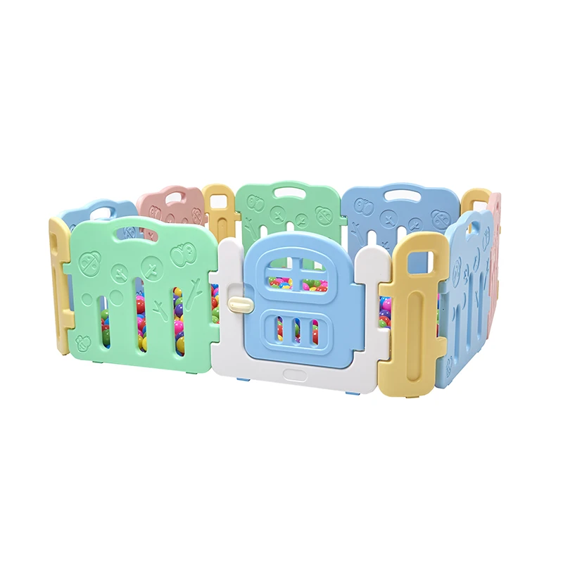 
16 sided panel adjustable foldable multi-color panels PE safety plastic baby playpen kids large playpen set 