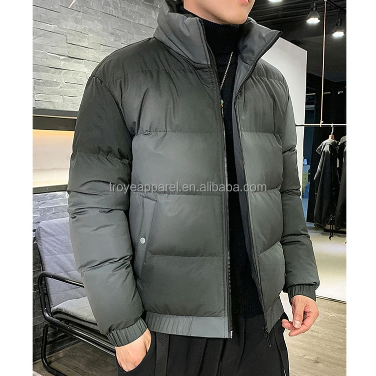 
CMJM2040 Padding Stand Collar Short Zip Up Jackets Padded Puffer Winter Warm Jacket 