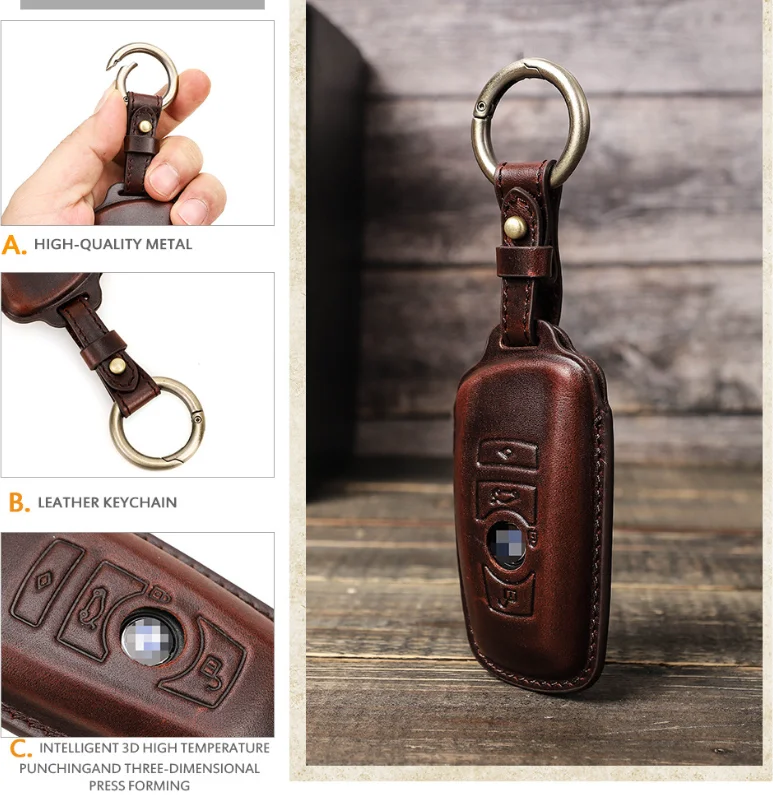 Creative England style vintage fashion keychains men women accessories mini protective shell genuine leather car key case