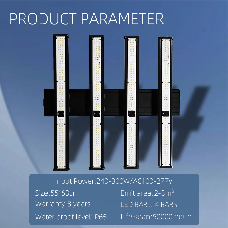 OEM ODM Aluminum Alloy High Yields Seeding Veg 4 Bar Full Spectrum 240W LED Grow Light For Indoor Plants