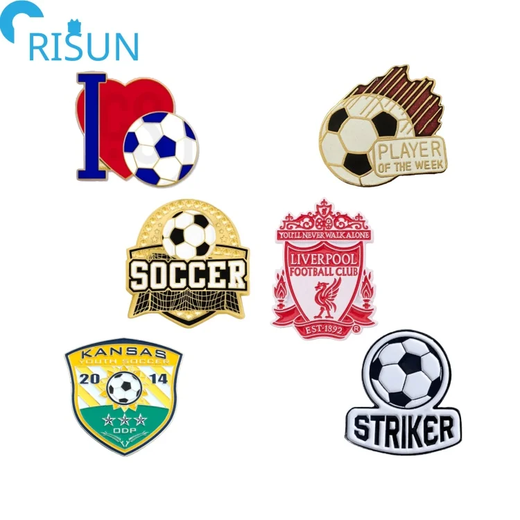 Souvenirs Customized Soft Enamel Soccers Football Club Lapel Pins Badges Brooches Custom Football Soccer Club Enamel Pin badge