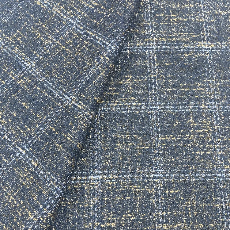 Hot Sale Woven Fabric 70 Polyester  30 Viscose Checks  Tweed Fabric Colorful Wool Blend Plaid Tweed Fabric For Coats