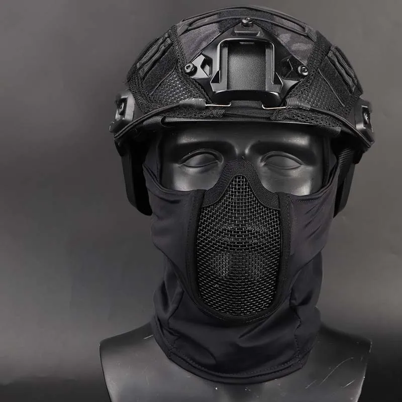 Tactical Headwear Mask CS Field Shooting Game Steel Mesh Full Face Polyester Material Training Mask War Game Riding Soft Mask