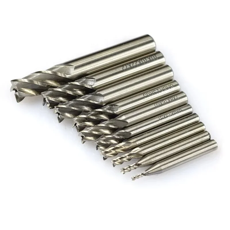 HSS Milling Cutter 4 Flute End Mill 10pcs 2-12mm for CNC Machine Milling Tools Router Bit Metal Cutter Aluminum Milling Bit