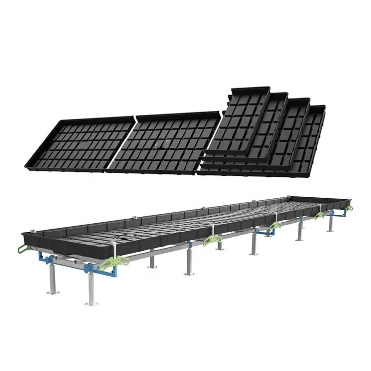 Factory price indoor farming easily assembled hydroponic movable 4x8ft Benches and drain Table Trays for greenhouse