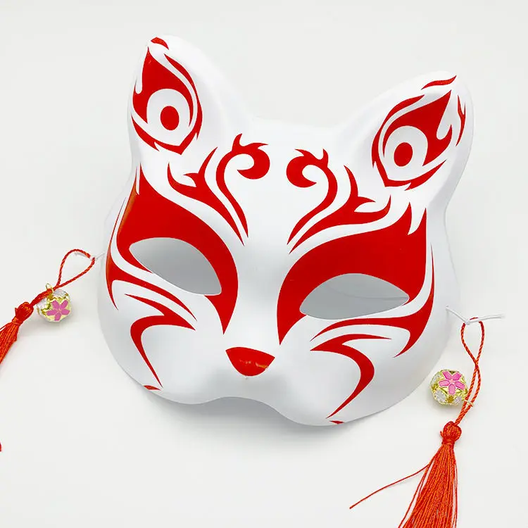 Factory Supply Halloween Wind Half Face Cat Pvc Japanese Anime Fox Anbu Cosplay Birthday Party Props Face Mask Design Funny Mask