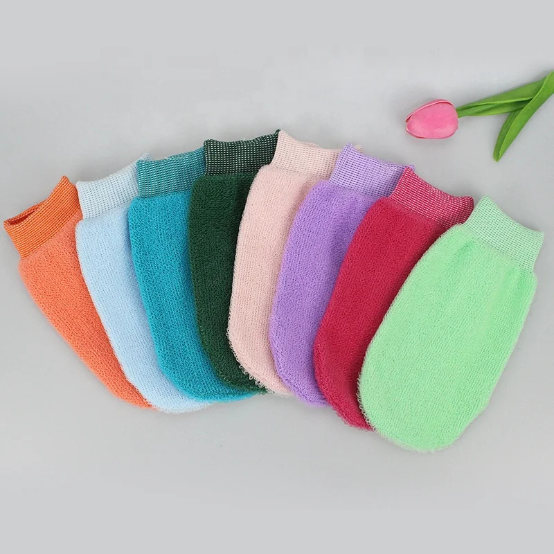 wholesale custom exfoliating glove Eco-Friendly Beauty Remove Dead Skin PE Bath Glove