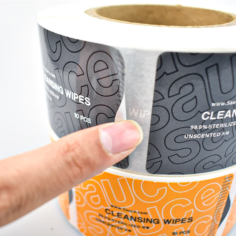 Transparently Customized floral texture sealing labels for openings in wipes