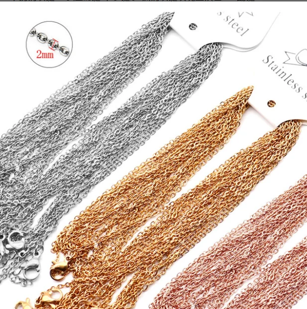 50cm Stainless steel O shape chain Cross chain Rose gold silver DIY necklace