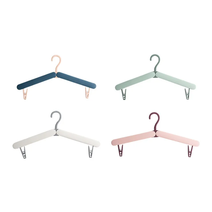 Shirt Hanger Hooks Pants Underwear Plastic Foldable Travel Clothes Rack Folding Clothes Hanger with Two Clips