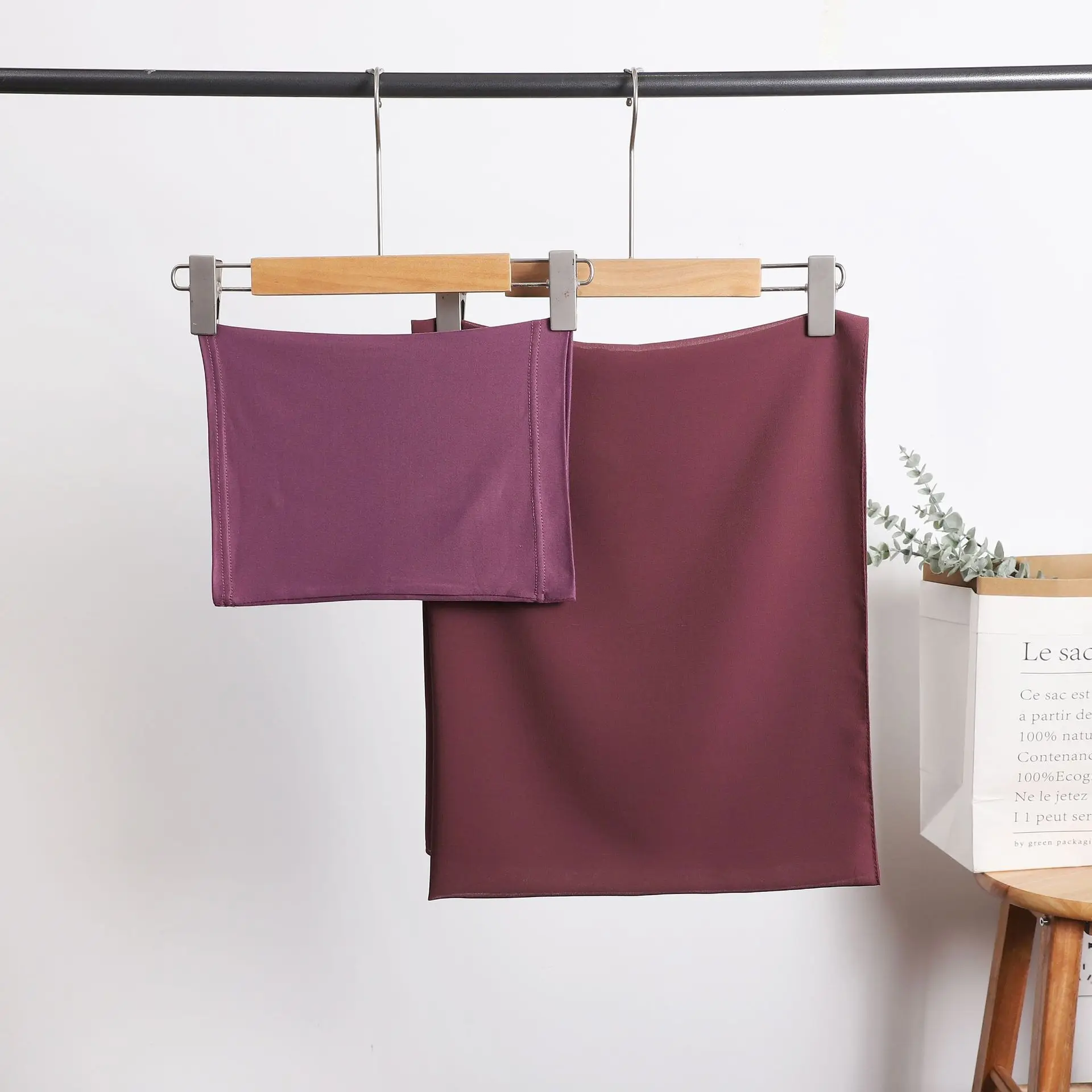 Wholesale Matching Muslim Hijab Undercap Headwrap Women Shawl Custom Chiffon Plain Arabic Hijab Set Inner Cap Hijab Scarf