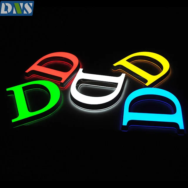 Denison storefront signs outdoor light alphabet letter acrylic led edge lit base sign colorful