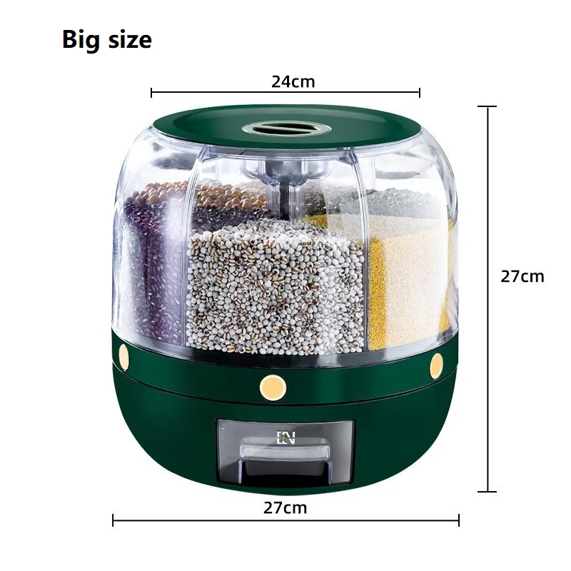 Kitchen Rotating Design Home Storage Container Large Capacity Dry Grain Cereal Rice Food Dispenser