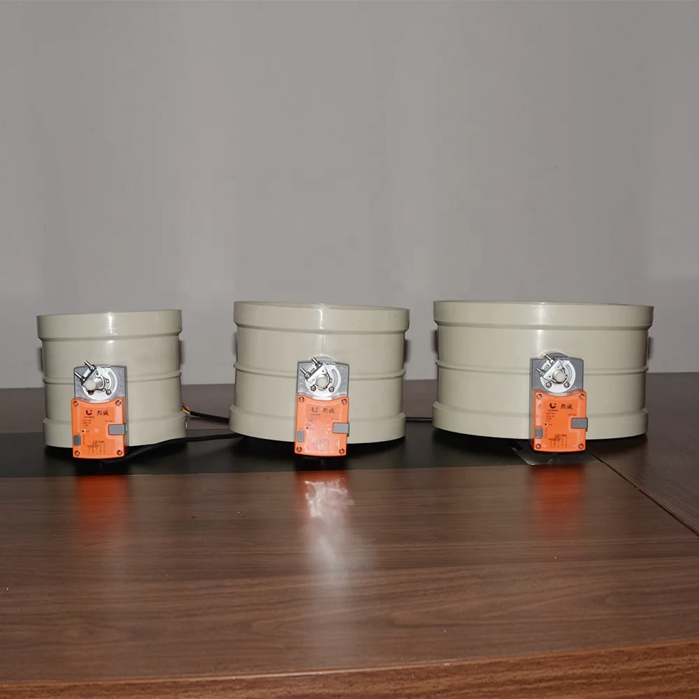 Plastic pp  motorized valve for air flow control, valve with damper actuator ventilation controller DN90mm DN110mm