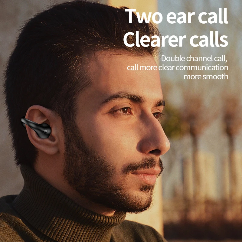 2023 New Hot Wireless Ear Clip Bone Earbuds Conduction Headphone BT5.3 Touch Clip-on Wireless Earphone With  Led Display Headset