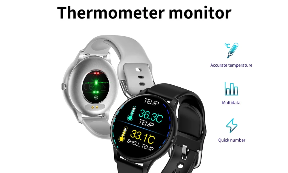 IP68 body temperature Smart Watch Sport Metal Round Case Heart Rate Sleep Monitor Waterproof Smartwatch