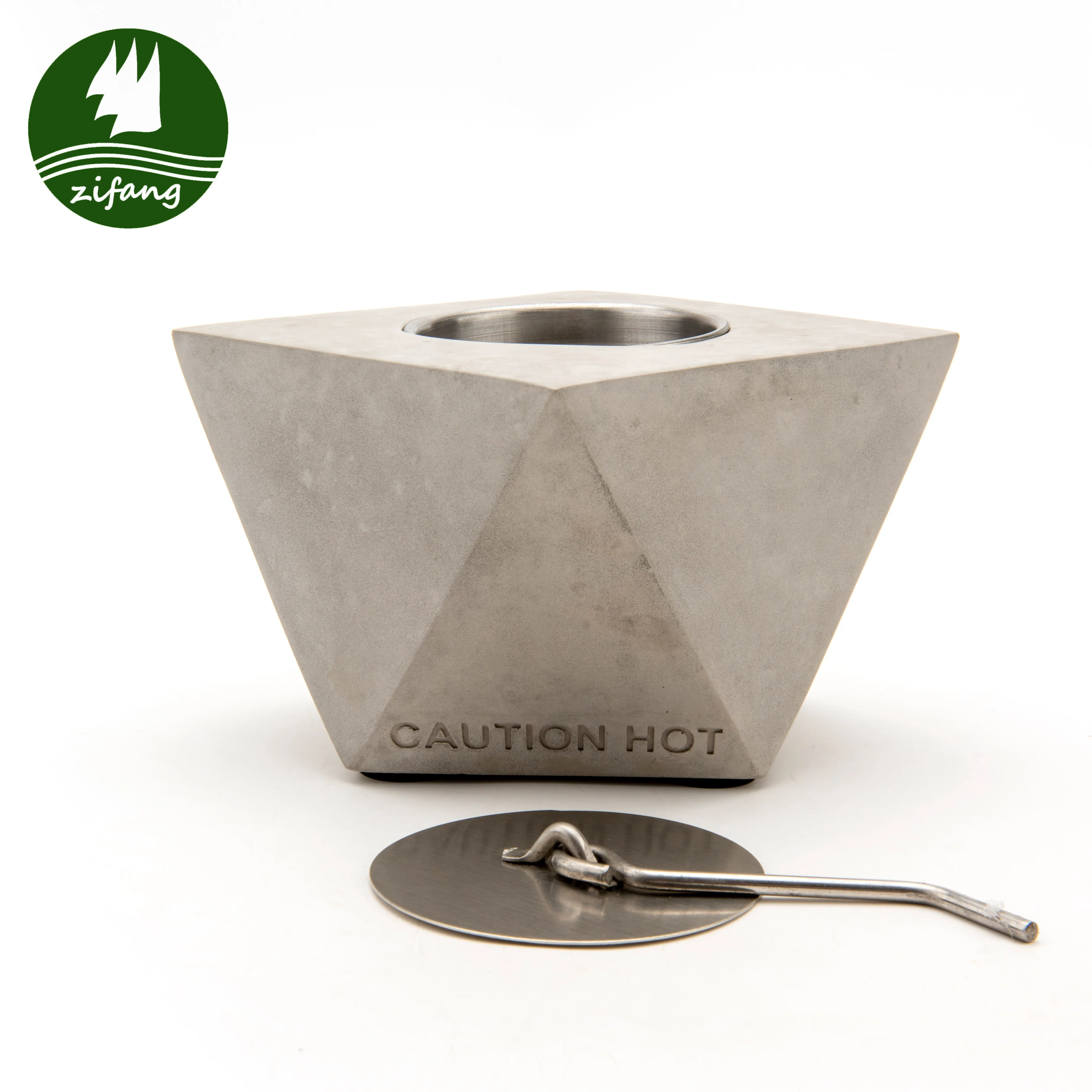 Wholesale Square Design Indoor Outdoor Concrete Mini Desktop Tabletop Table Top Portable Bioethanol Firepit Fire Pit Bowl