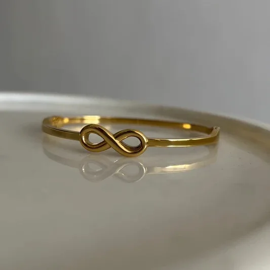 Minimalist 316L Jewellery Waterproof 18k Gold Plated Bijoux Cuff Infinity Stainless Steel Bangle Jewelry Wrist Lady Bangle