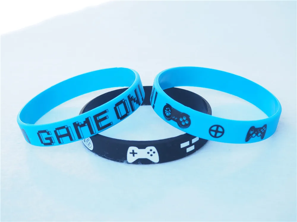 Free Sample Silk Screen Printed  Customize Logo Silicone Bracelet Rubber Wristband, Hot Sale Game Player Wrist Bands Silicone