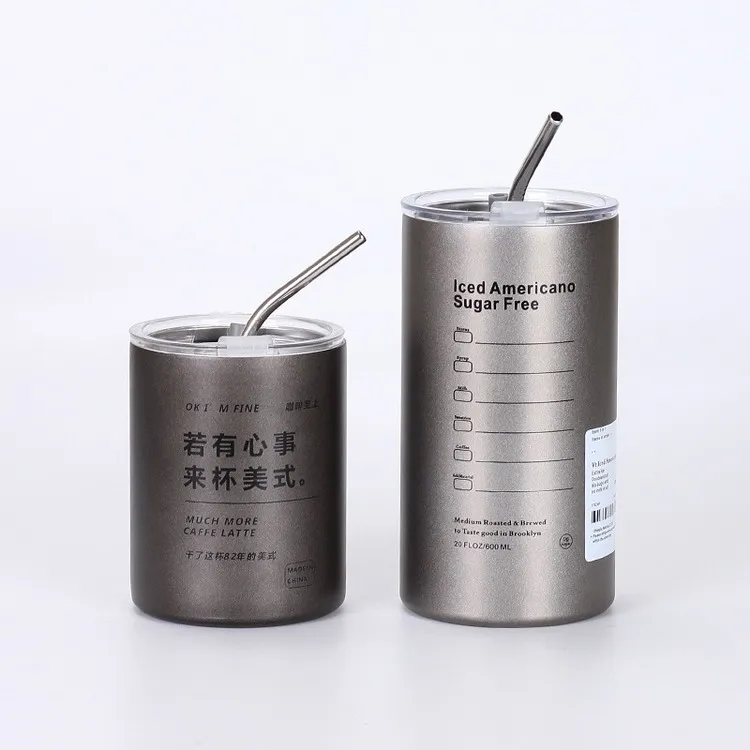 12 20OZ 304 stainless steel American iced vacuum coffee mug tumbler with lid and straw