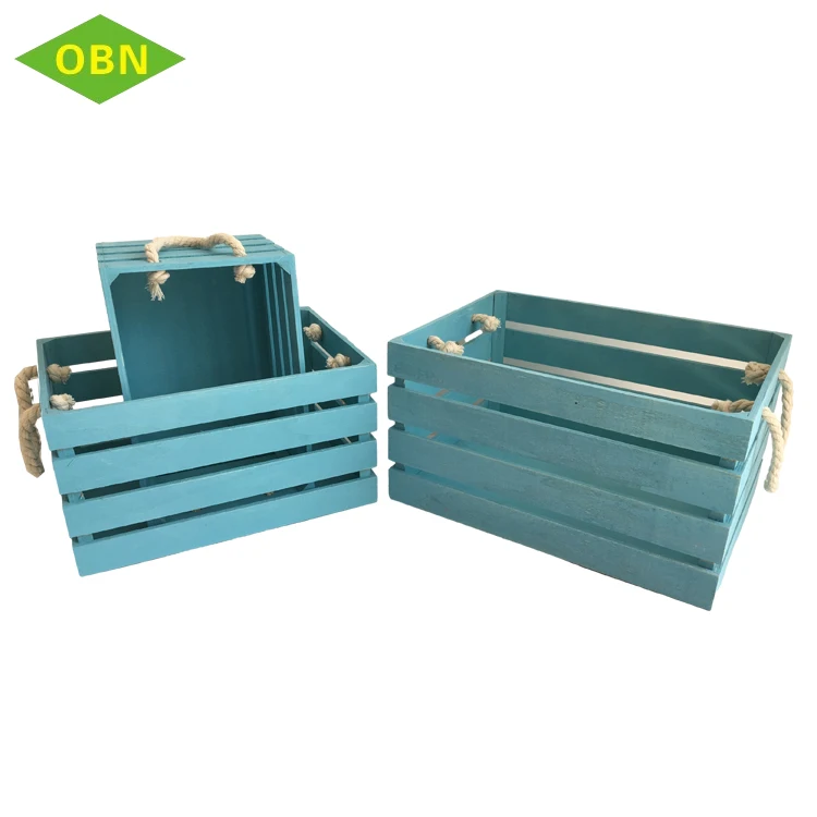 Set 3 customized large natural  fruits tool storage garden wooden basket with rope handles