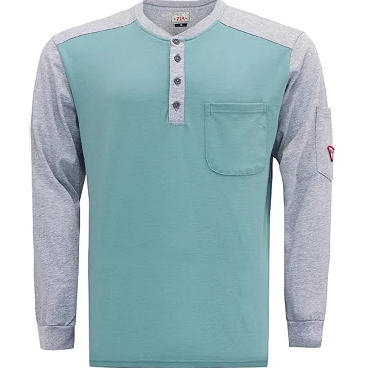 FR Shirt 5.5OZ Flame Resistant color matching CAT2 sweatshirt NFPA 2112 pre-washed FR polo shirt Fire retardant Henley Shirts