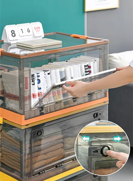 Home Student Book Storage Box Information Foldable Transparent Design Book Dormitory Finishing Storage Box