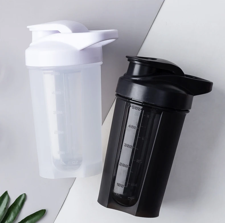 Wholesale Classic Customer logo  500ml 16oz Protein Shaker Ice Bottle with mixer ball  Portable Sport bottle with Handgrip