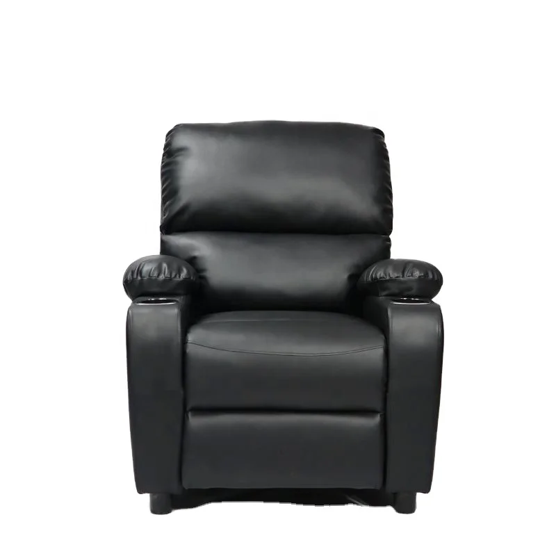 
New pattern modern simple leather art single living room with cup rest Stretch function recliner chair 