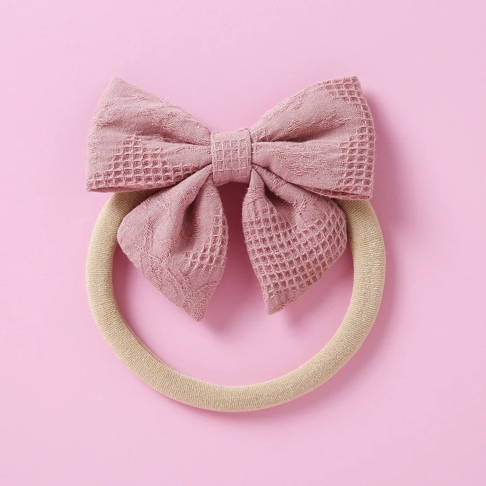 
2021 Baby Girls Nylon Headband Infant Hair Accessories Handtied Bows Toddlers Tiara bandage Ribbed Bows Hairpins for Child 