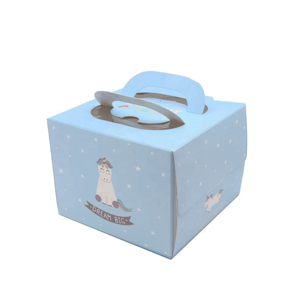 Custom Logo Beautiful Printing Paper Boxes For Cakes Cookie Cupcake bread Packaging Open window with handle