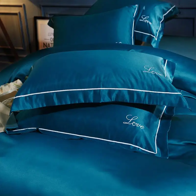 Оптовая продажа 2022 Tribute Silk Blue Высокое качество чистый 100% шелк тутового шелкопряда спальня модный диван Автомобильная наволочка диван