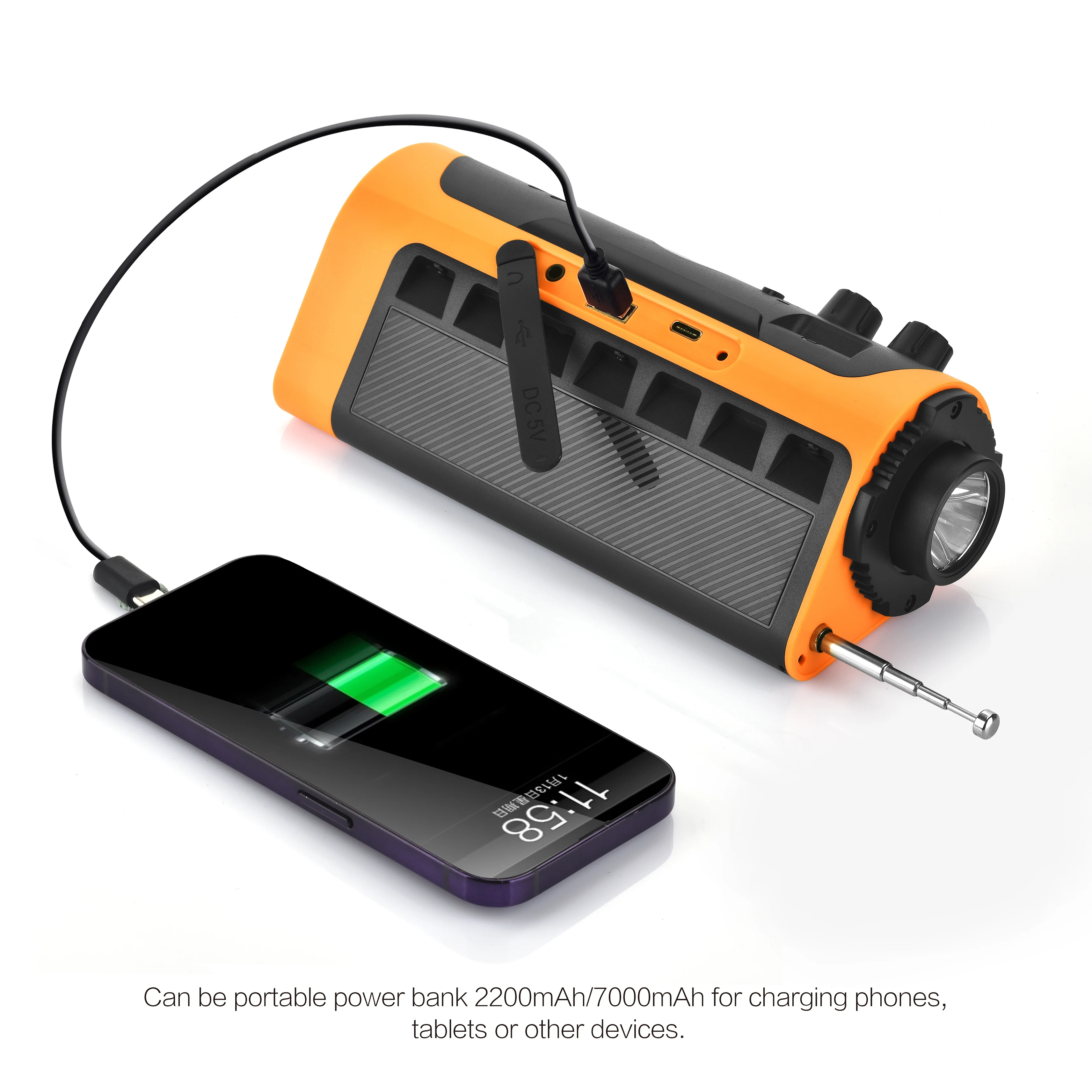 emergency solar radio hand crank weather fm am radio portable rechargeable solar display
