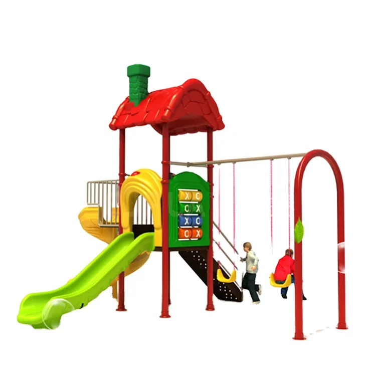 Colorful Outdoor Kid Plastic Slide Set With Swing,Kids Amusement Slide For Sale
