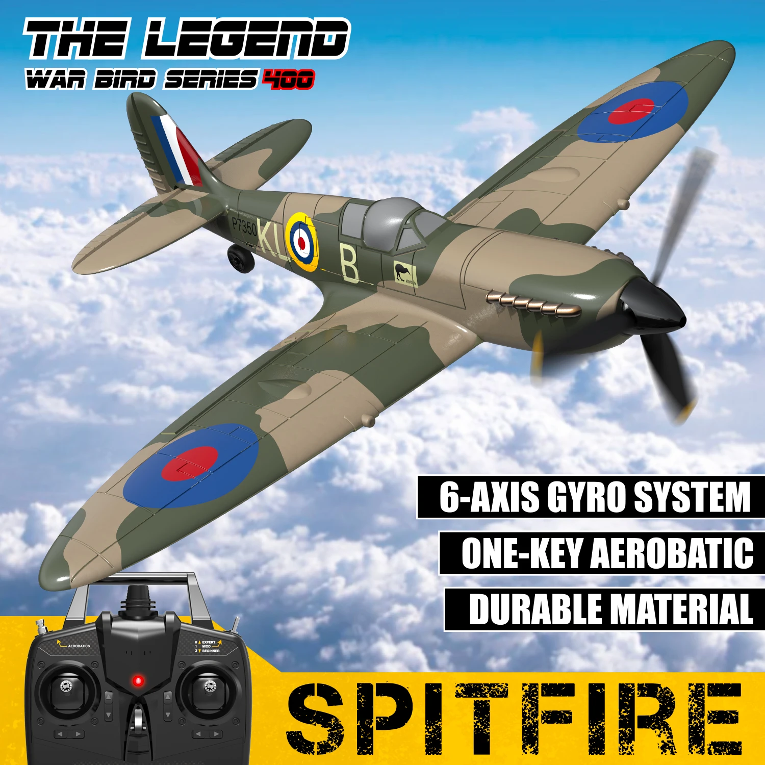 RC Park Flyer Spitfire Easy to Fly Beginner Radio Control Plane with Gyro Stabilizer