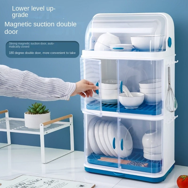 Kitchen plastic bowl rack bowl chopsticks cupboard with lid multi-layer bowl box dish drain rack storage box household