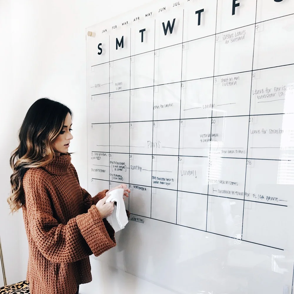 Acrylic Family Planner  Dry Erase Monthly Calendar  Monthly and Weekly Wall Calendar 2023 with Marker  Personalized Note Board