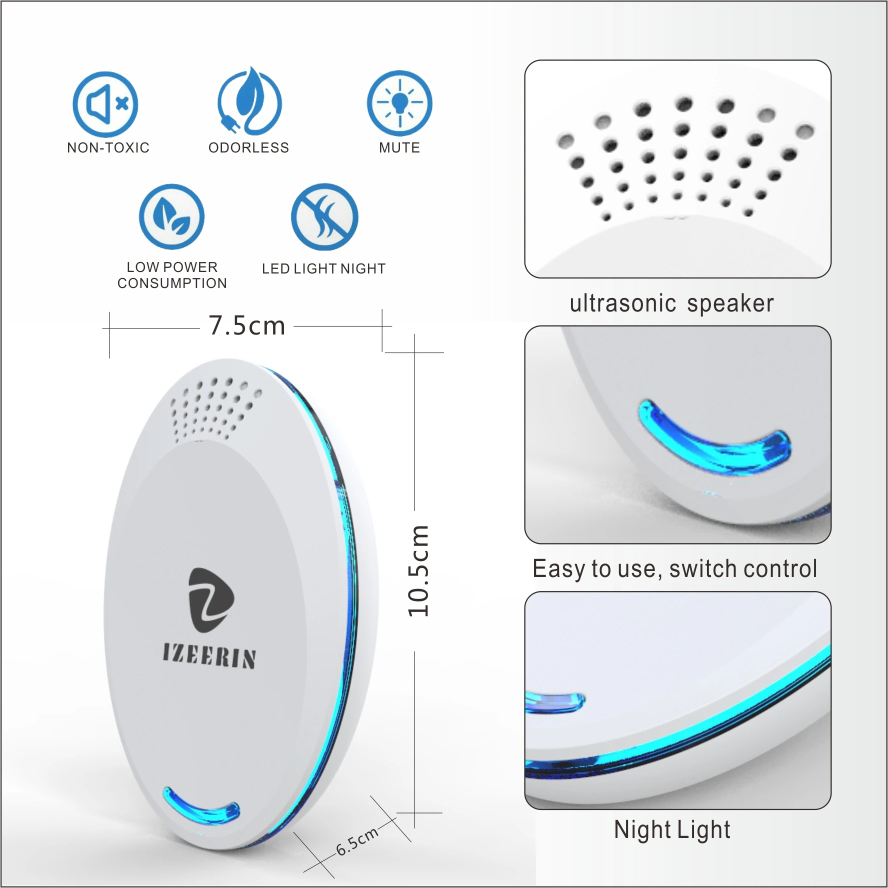 Direct factory white color Insert deterrent US/UK/EU plug in ultrasonic pest insect mosquito repellent