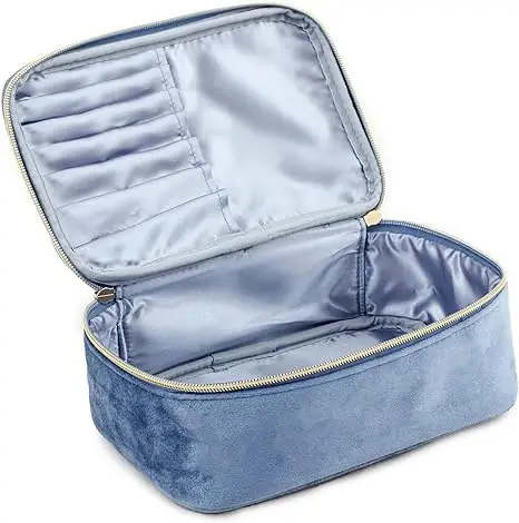 Velvet Vintage Style Embroidery Makeup Bag Women Cosmetic Toiletry Makeup Bag, Organizer for Travel and Daily Use