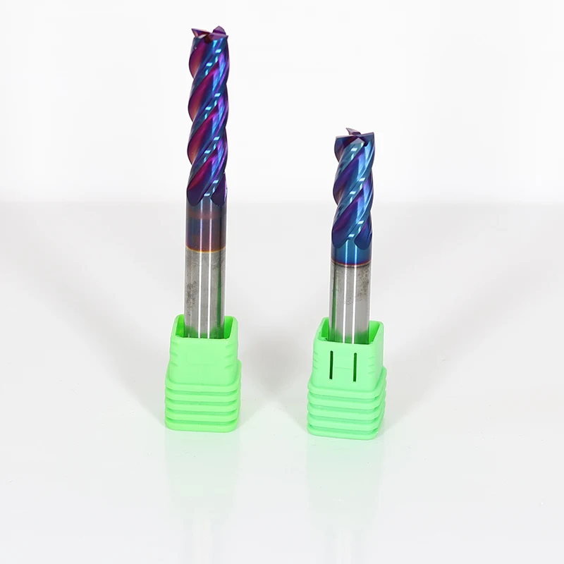 5-6 MM 4 Flutes HRC 65 Blue Coated Solid Carbide Flat Square Milling Cutter End Mill For Stainless Steel