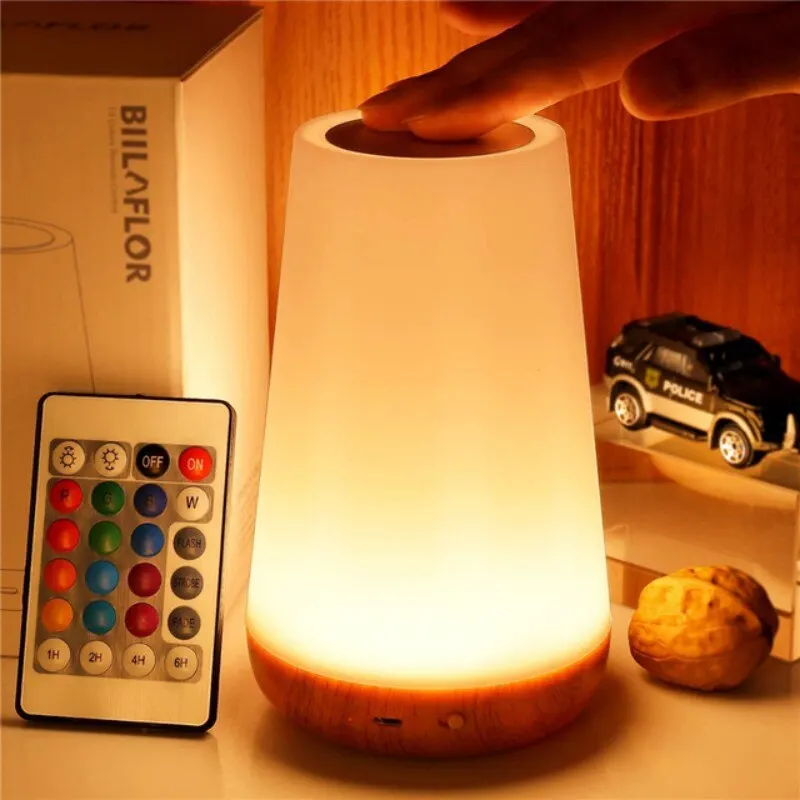 Hot Sale Led RGB Warm Bedroom Night Light with Touch and remote control lamps China Wholesale Cheap Hotel Bedside table lamp