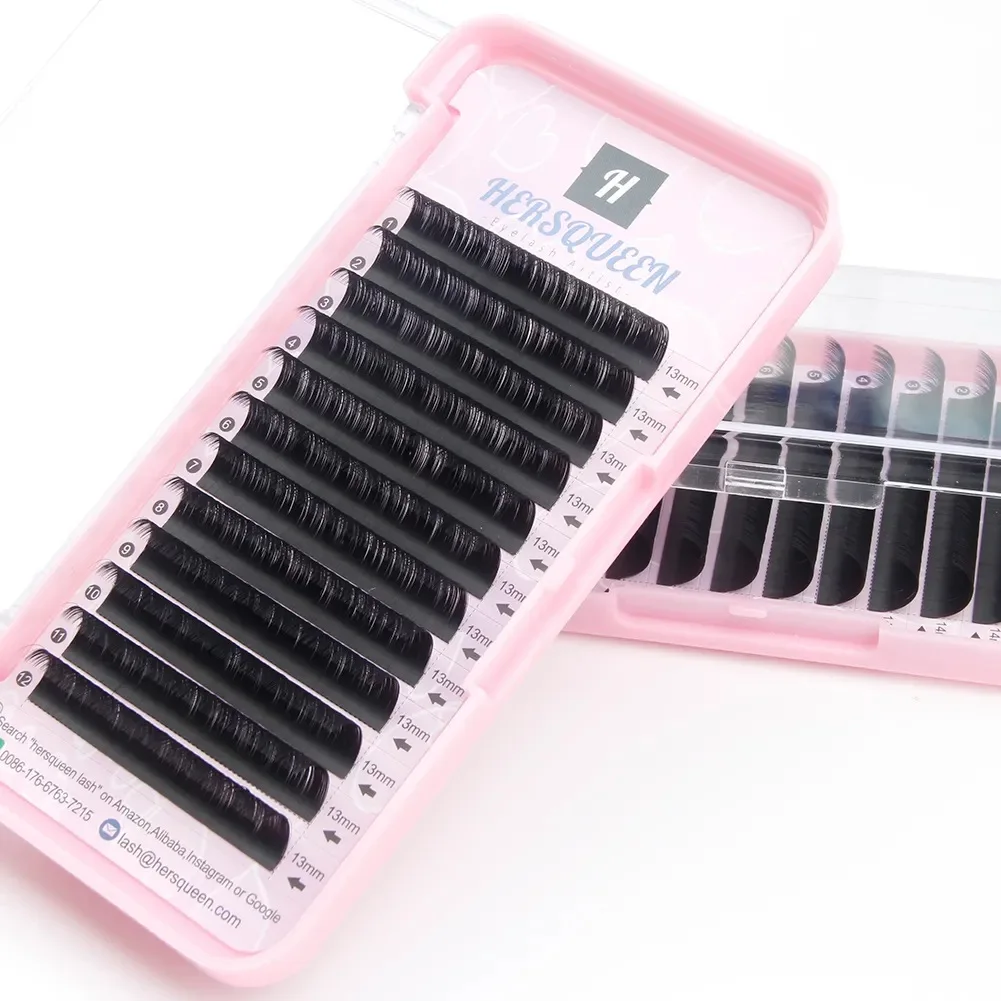 0.07 Russian Volume Eyelash Extensions Kim K Natural Fluffy Lashes Wispy Volume Lashes Silky Soft Matte Black Eyelash Extensions