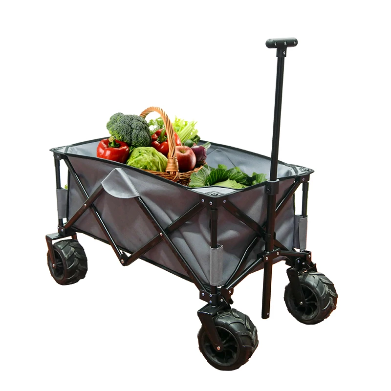
Folding Camping Wagon Cart Collapsible Sturdy Steel Frame Garden Beach Wagon Cart Heavy Duty 