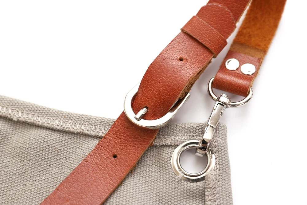 
Durable Twill Cross Back Barber Gray Apron Split Leg Adjustable Bartender Aprons 