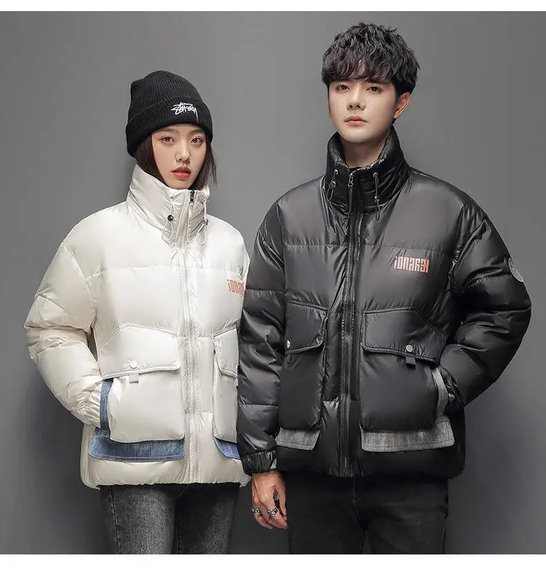 Winter Down jacket men and women fashion Down Coat with Adjustable Hood Warm Winter Jacket snow mountain gradient color