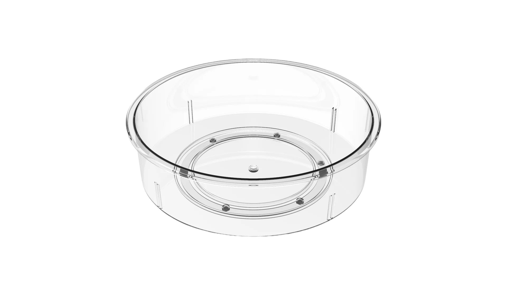 Clear plastic turntable lazy susan for kitchen food containers 3 compartment
