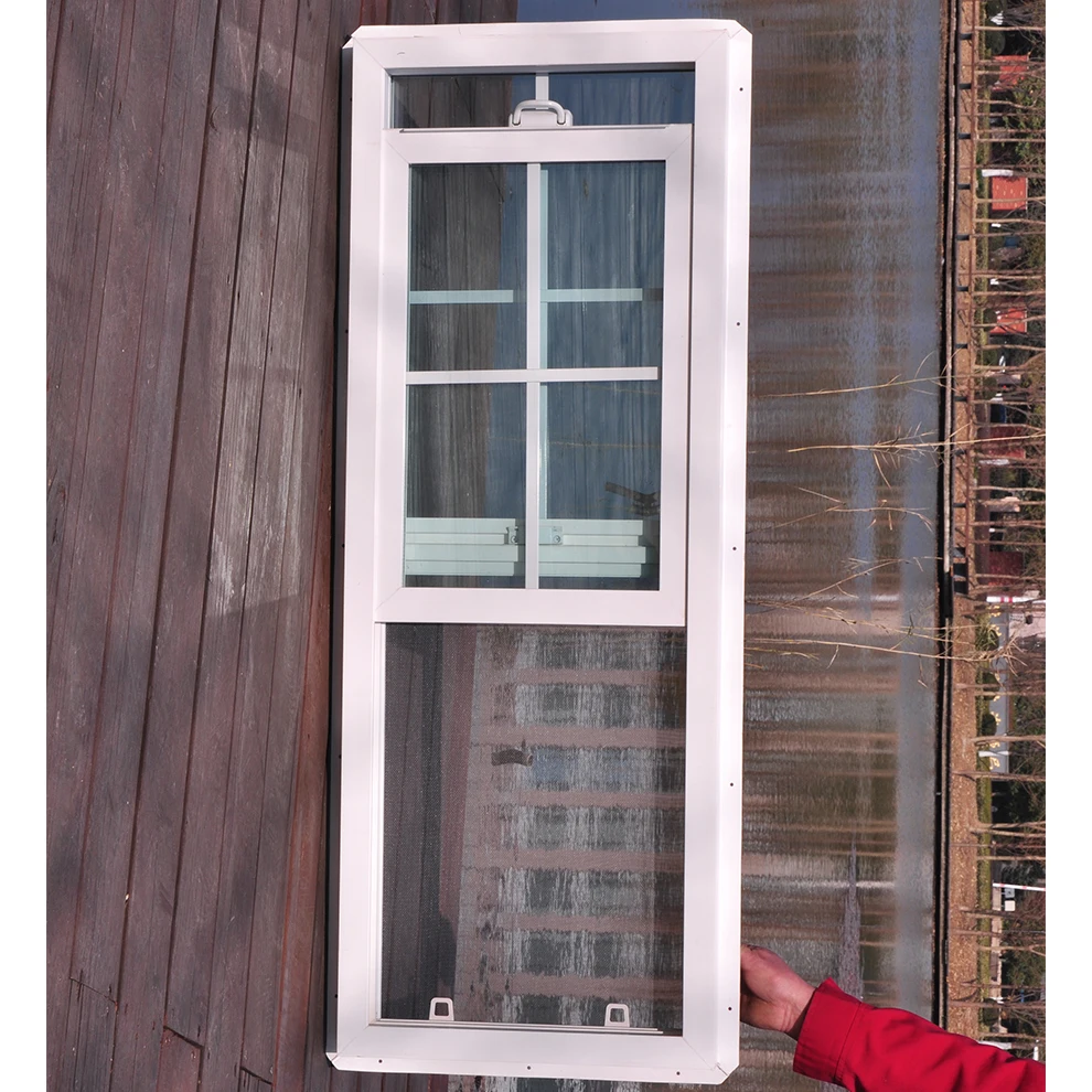 China manufacturer north American style plastic vinyl windows single double hung windows cheap house window for sale